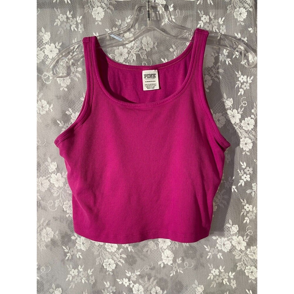 PINK Victoria's Secret Cropped Tank Top Size Large Fuchsia Summer Bralette